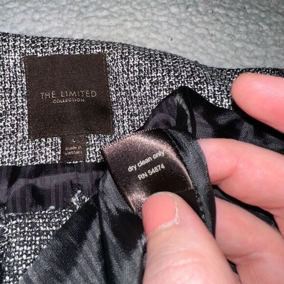 The Limited Women’s Gray Black Tweed Blazer Jacket Large EUC - Picture 8 of 12